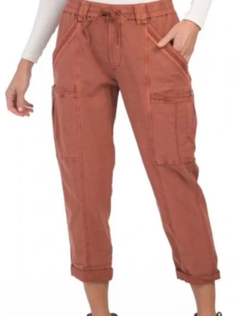 Anthropologie Angel Crop Utility Pants - Rose Pink / Terracotta - size 26
